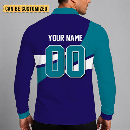 [HOT DEAL] NEW CUSTOMIZED NBA27 CHO CHARLOTTE HORNETS MEN LONG SLEEVE POLO