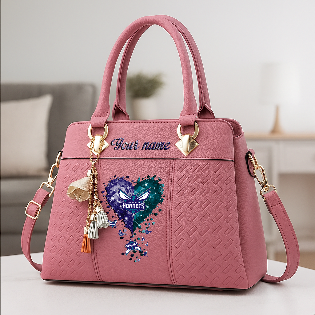 LIMITED EDITION - NEW CUSTOMIZED NBA27 CHO CHARLOTTE HORNETS ZIP HANDBAG MULTICOLOR