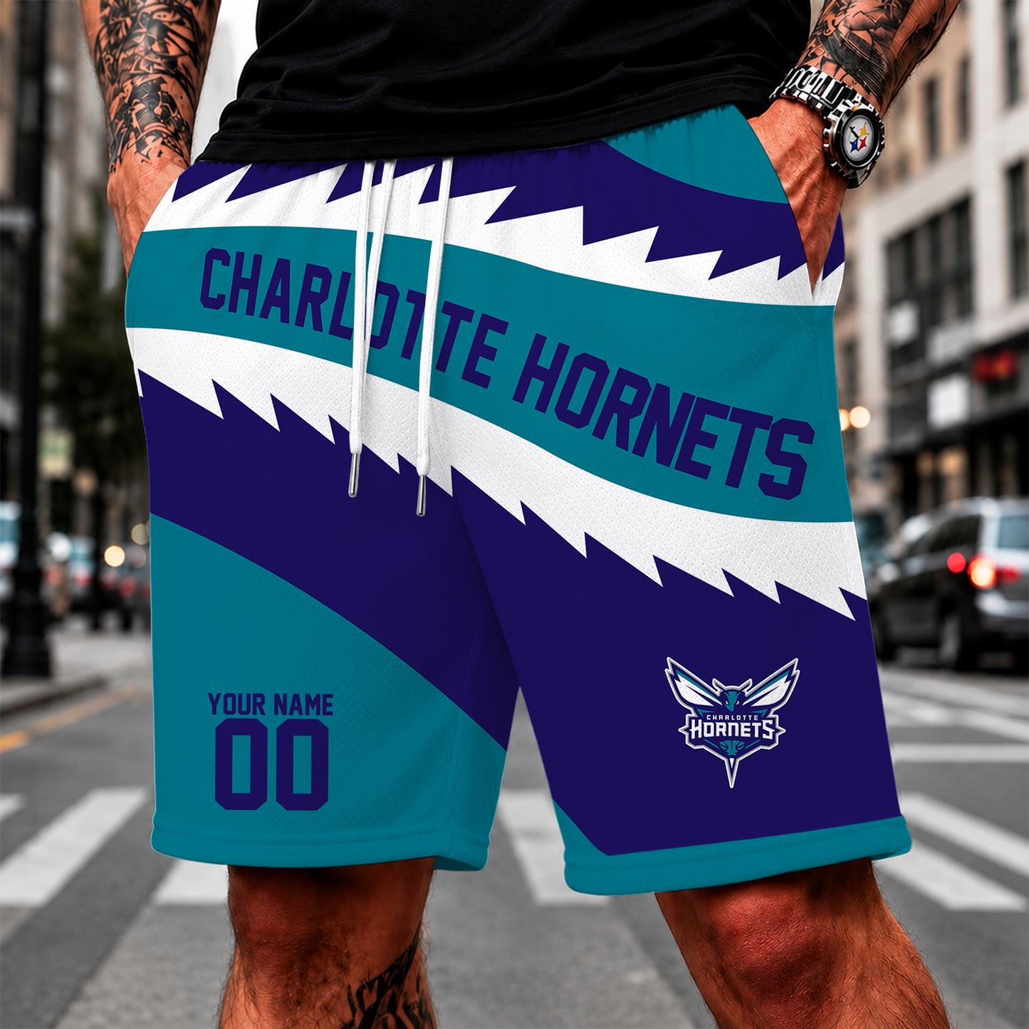 [HOT DEAL] NEW CUSTOMIZED NBA27 CHO CHARLOTTE HORNETS SHORT PANTS
