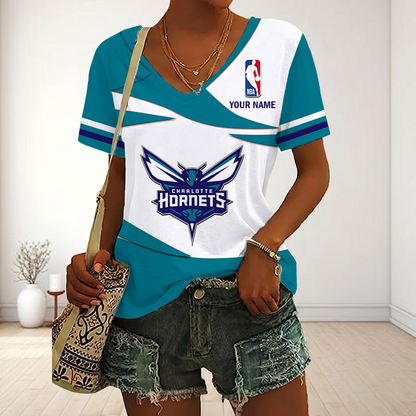 LIMITED EDITION - NEW CUSTOMIZED NBA27 CHO CHARLOTTE HORNETS V-NECK FEMALE SHIRT
