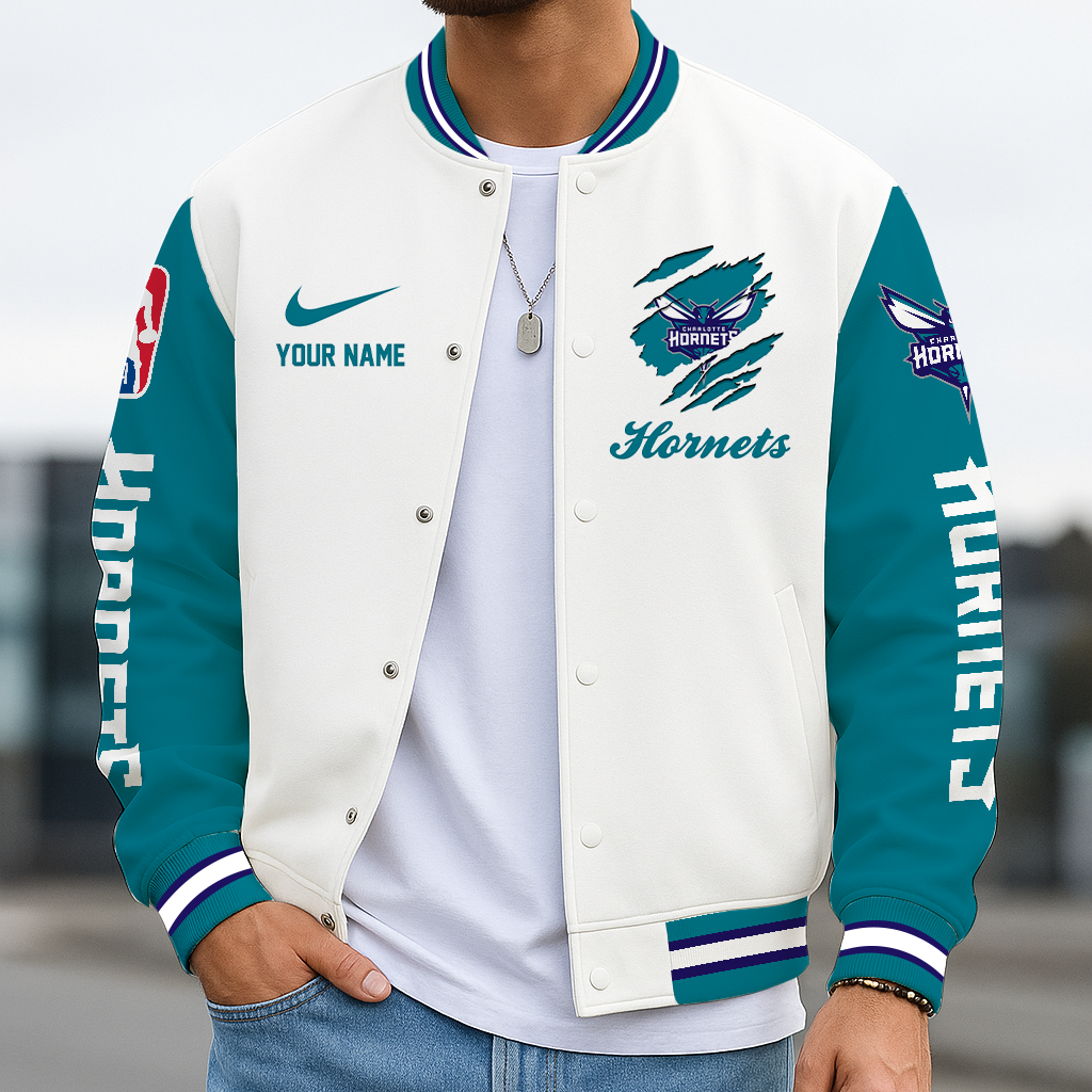 LIMITED EDITION - NEW CUSTOMIZED NBA27 CHO CL HORNETS BASEBALL JACKET, SATIN VARSITY JACKET