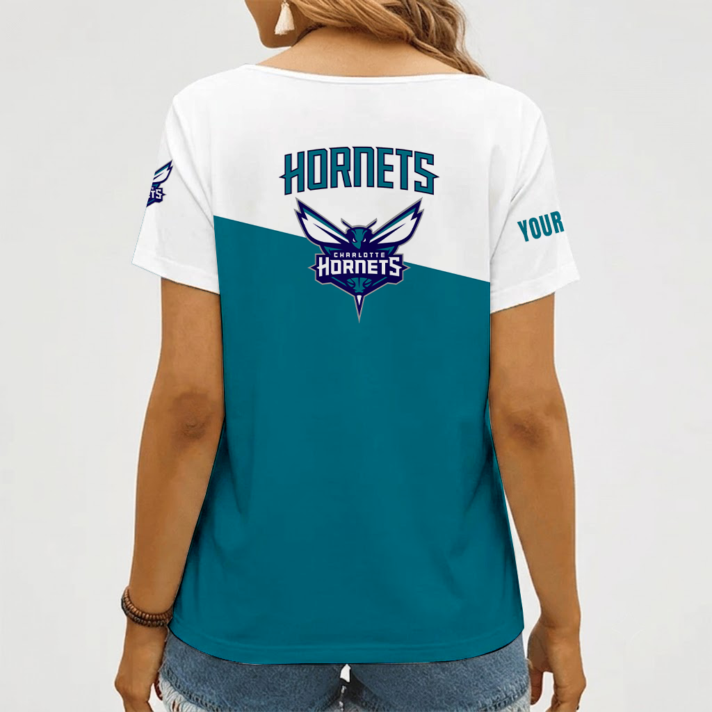 [HOT DEAL] NEW CUSTOMIZED NBA27 CHO CHARLOTTE HORNETS V-NECK FEMALE SHIRT
