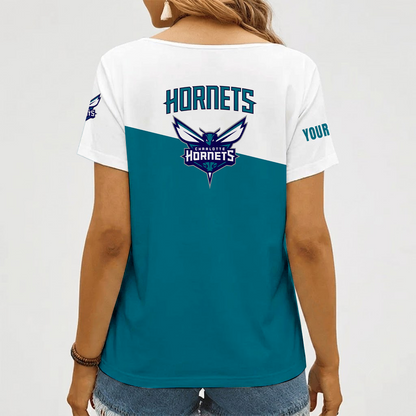 [HOT DEAL] NEW CUSTOMIZED NBA27 CHO CHARLOTTE HORNETS V-NECK FEMALE SHIRT