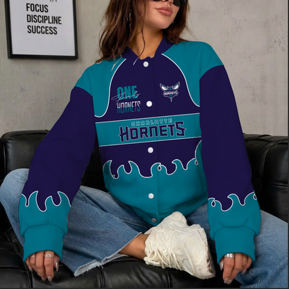 LIMITED EDITION - NEW CUSTOMIZED NBA27 CHO CHARLOTTE HORNETS BASEBALL JACKET, SATIN VARSITY JACKET