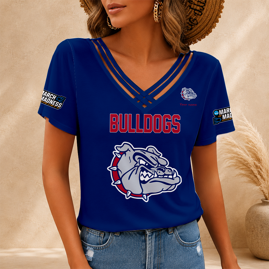 [FAN FAVORITE] NEW CUSTOMIZED NCAA MAM27 GOB GONZAGA BULLDOGS V-NECK SHIRT