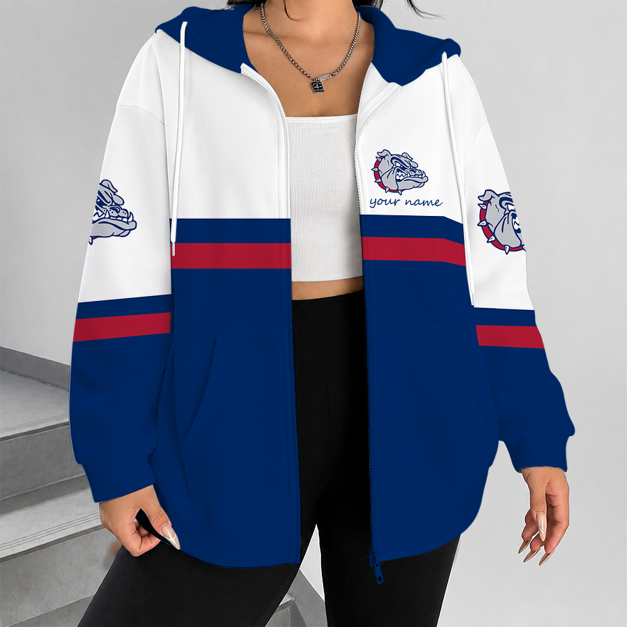 [FAN FAVORITE] NEW CUSTOMIZED NCAA MAM27 GOB GONZAGA BULLDOGS STRAPPY ZIP HOODIE