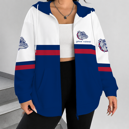 [FAN FAVORITE] NEW CUSTOMIZED NCAA MAM27 GOB GONZAGA BULLDOGS STRAPPY ZIP HOODIE