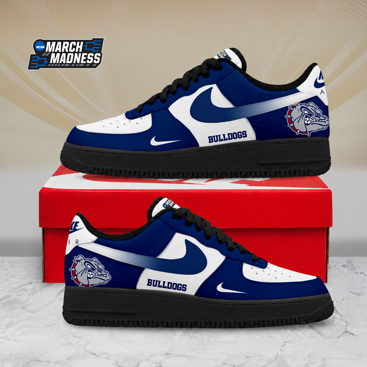 SPECIAL EDITION - NEW CUSTOMIZED NCAA MAM27 GOB GONZAGA BULLDOGS AF1 SHOES