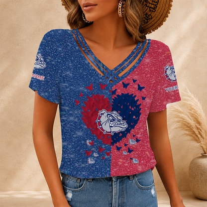 [FAN FAVORITE] NEW CUSTOMIZED NCAA MAM27 GOB GONZAGA BULLDOGS V-NECK SHIRT