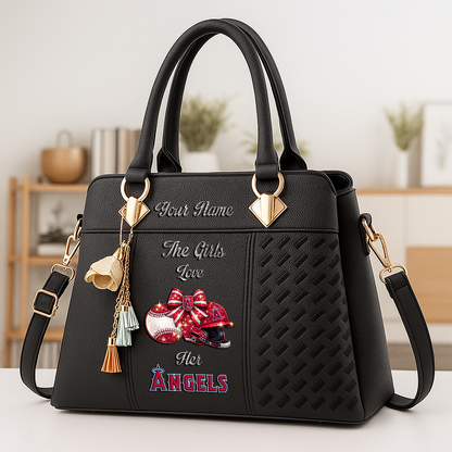 LIMITED EDITION - NEW CUSTOMIZED MLB27 LAA LOS ANGELES ANGELS ZIP HANDBAG MULTICOLOR