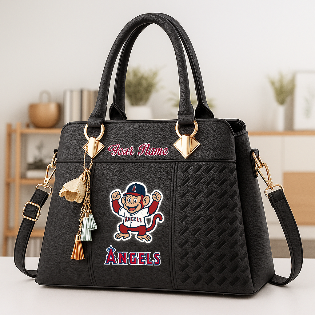 LIMITED EDITION - NEW CUSTOMIZED MLB27 LAA LOS ANGELES ANGELS ZIP HANDBAG MULTICOLOR