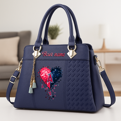 LIMITED EDITION - NEW CUSTOMIZED MLB27 LAA LOS ANGELES ANGELS ZIP HANDBAG MULTICOLOR
