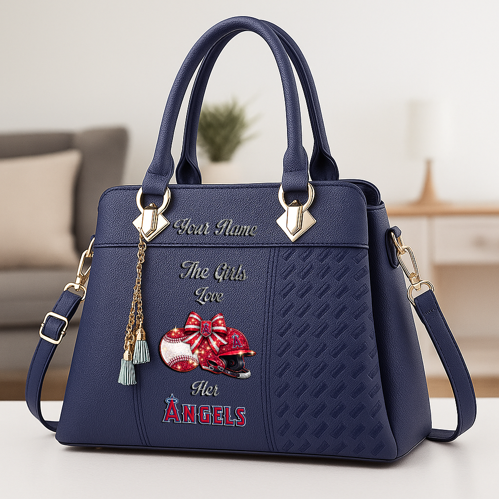 LIMITED EDITION - NEW CUSTOMIZED MLB27 LAA LOS ANGELES ANGELS ZIP HANDBAG MULTICOLOR