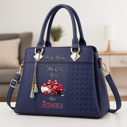 LIMITED EDITION - NEW CUSTOMIZED MLB27 LAA LOS ANGELES ANGELS ZIP HANDBAG MULTICOLOR