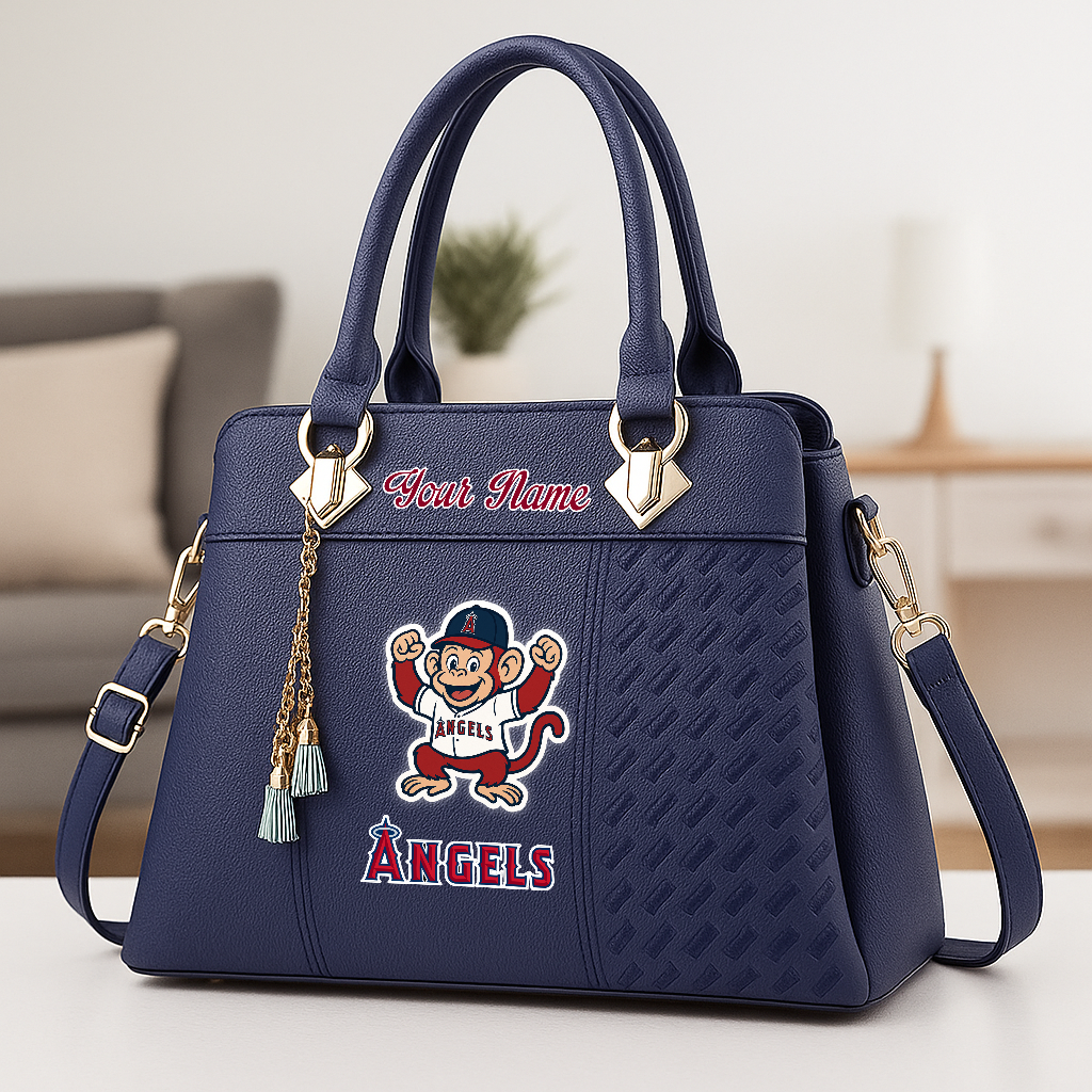 LIMITED EDITION - NEW CUSTOMIZED MLB27 LAA LOS ANGELES ANGELS ZIP HANDBAG MULTICOLOR
