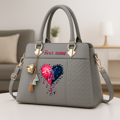 LIMITED EDITION - NEW CUSTOMIZED MLB27 LAA LOS ANGELES ANGELS ZIP HANDBAG MULTICOLOR