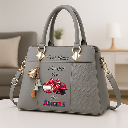 LIMITED EDITION - NEW CUSTOMIZED MLB27 LAA LOS ANGELES ANGELS ZIP HANDBAG MULTICOLOR