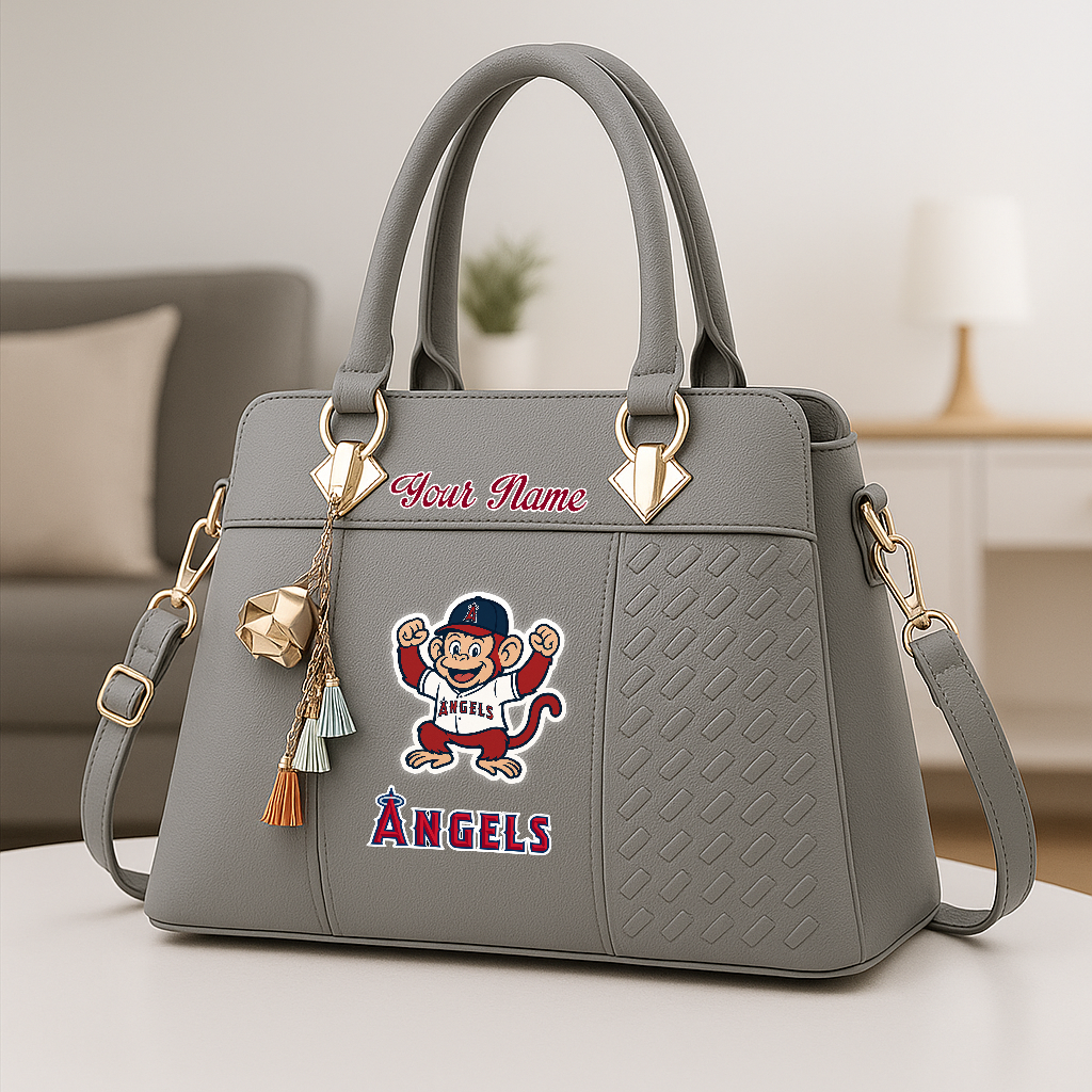 LIMITED EDITION - NEW CUSTOMIZED MLB27 LAA LOS ANGELES ANGELS ZIP HANDBAG MULTICOLOR