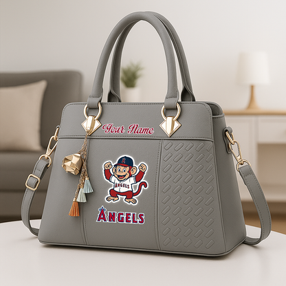 LIMITED EDITION - NEW CUSTOMIZED MLB27 LAA LOS ANGELES ANGELS ZIP HANDBAG MULTICOLOR