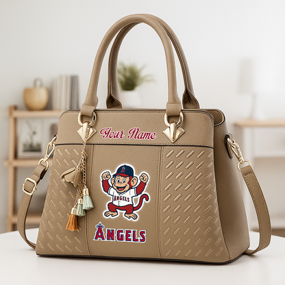 LIMITED EDITION - NEW CUSTOMIZED MLB27 LAA LOS ANGELES ANGELS ZIP HANDBAG MULTICOLOR