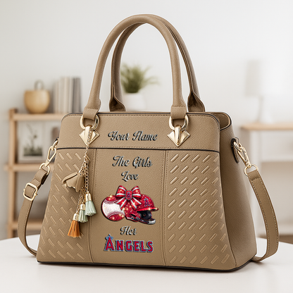 LIMITED EDITION - NEW CUSTOMIZED MLB27 LAA LOS ANGELES ANGELS ZIP HANDBAG MULTICOLOR