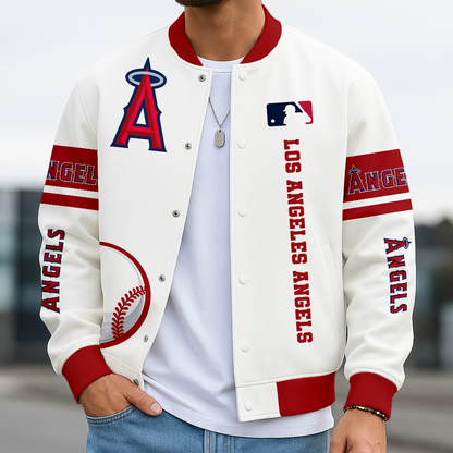 LIMITED EDITION - NEW CUSTOMIZED MLB27 LAA LOS ANGELES ANGELS BASEBALL JACKET, SATIN VARSITY JACKET