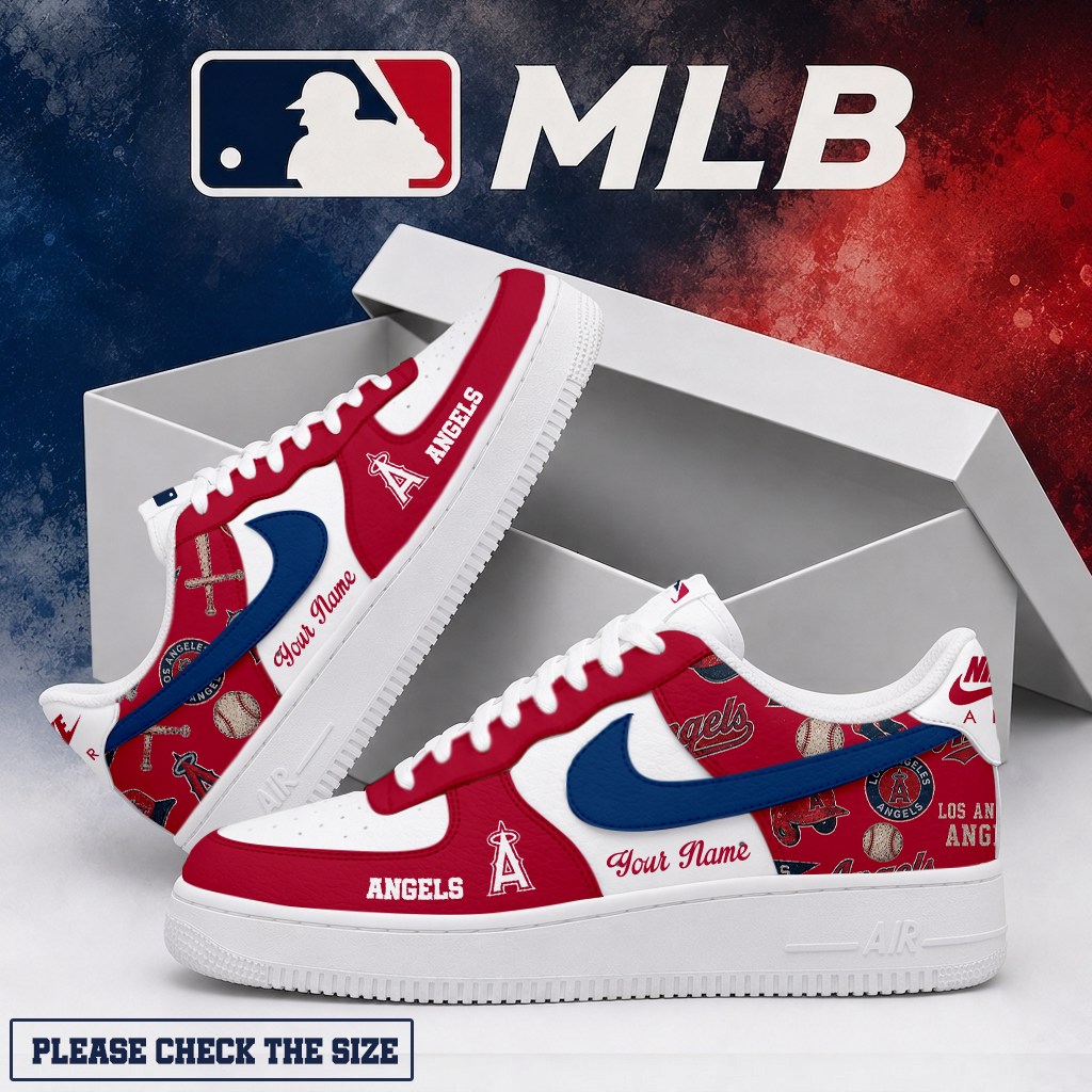 LIMITED EDITION - NEW CUSTOMIZED MLB27 LAA LOS ANGELES ANGELS AF1 SHOES