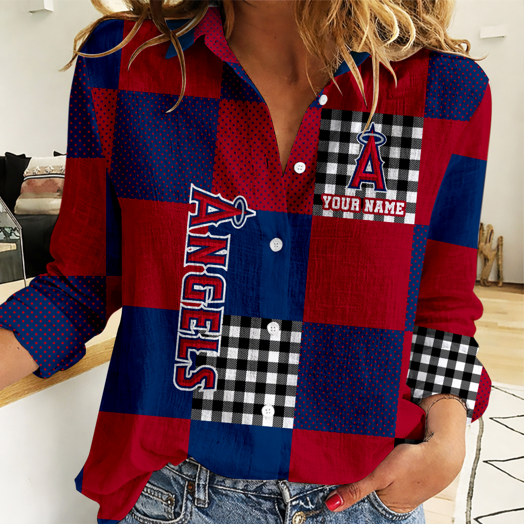 LIMITED EDITION - NEW CUSTOMIZED MLB27 LAA LOS ANGELES ANGELS WOMEN CASUAL SHIRT FOR FAN