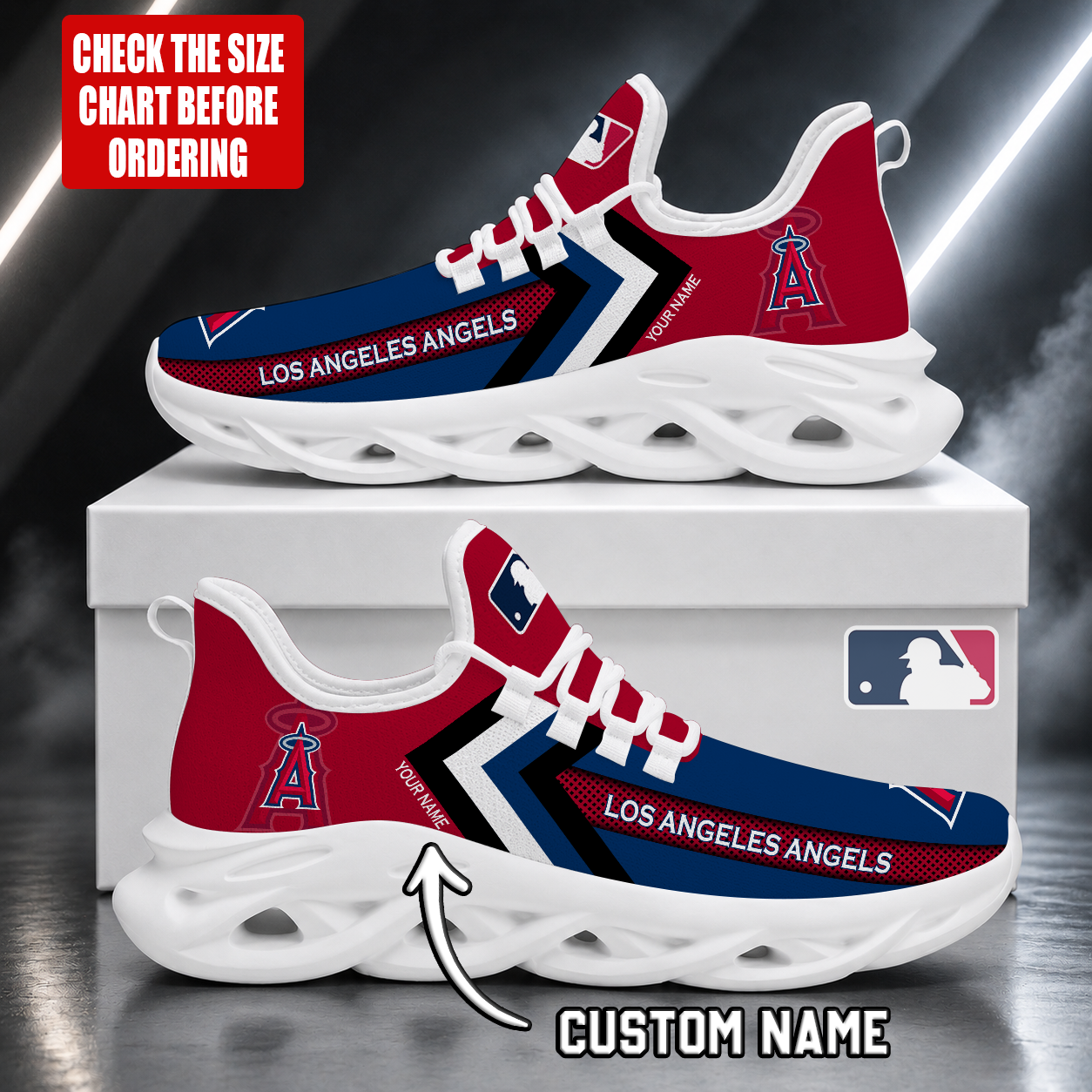 LIMITED EDITION - NEW CUSTOMIZED MLB27 LAA LOS ANGELES ANGELS MAX SOUL SHOES