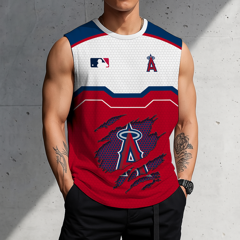 LIMITED EDITION - NEW CUSTOMIZED MLB27 LAA LOS ANGELES ANGELS MEN'S GYM SHIRT