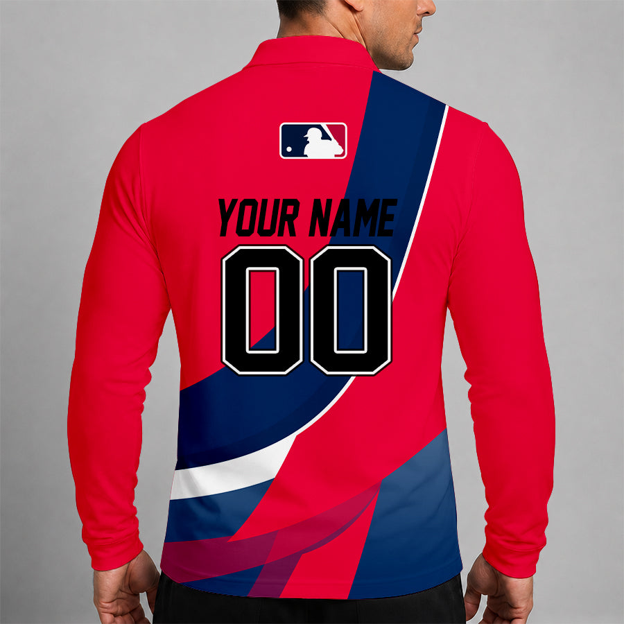 [FLASH SALE] NEW CUSTOMIZED MLB27 LAA LOS ANGELES ANGELS MEN'S LONG SLEEVE POLO