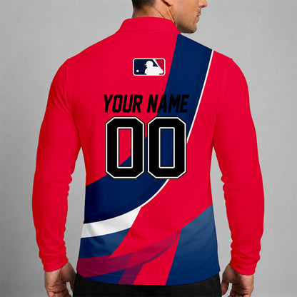 [FLASH SALE] NEW CUSTOMIZED MLB27 LAA LOS ANGELES ANGELS MEN'S LONG SLEEVE POLO