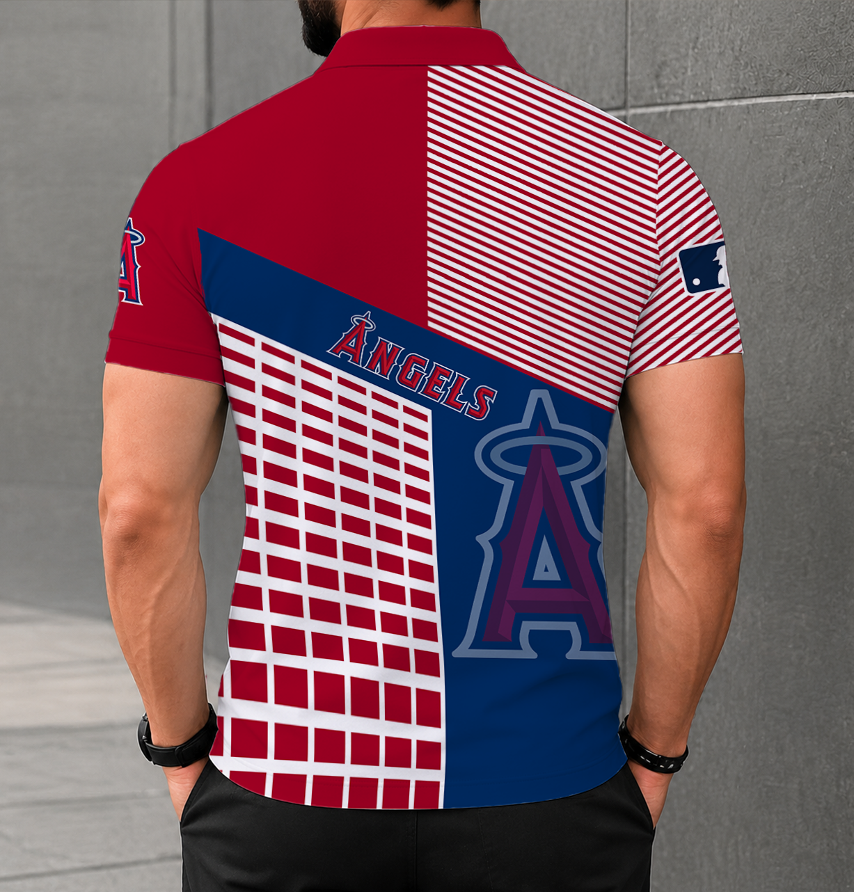 LIMITED EDITION - NEW CUSTOMIZED MLB27 LAA LOS ANGELES ANGELS POLO SHIRT
