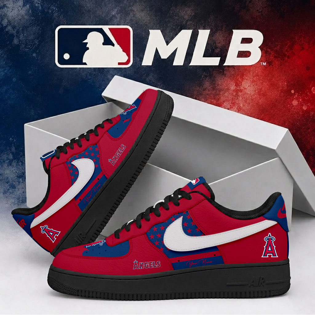 LIMITED EDITION - NEW CUSTOMIZED MLB27 LAA LOS ANGELES ANGELS AF1 SHOES