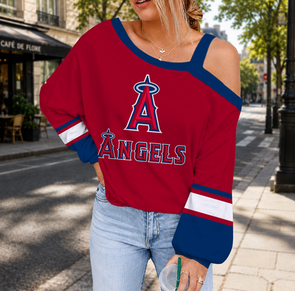 SPECIAL EDITION - NEW CUSTOMIZED MLB27 LAA LOS ANGELES ANGELS DROP SHOULDER SWEATSHIRT