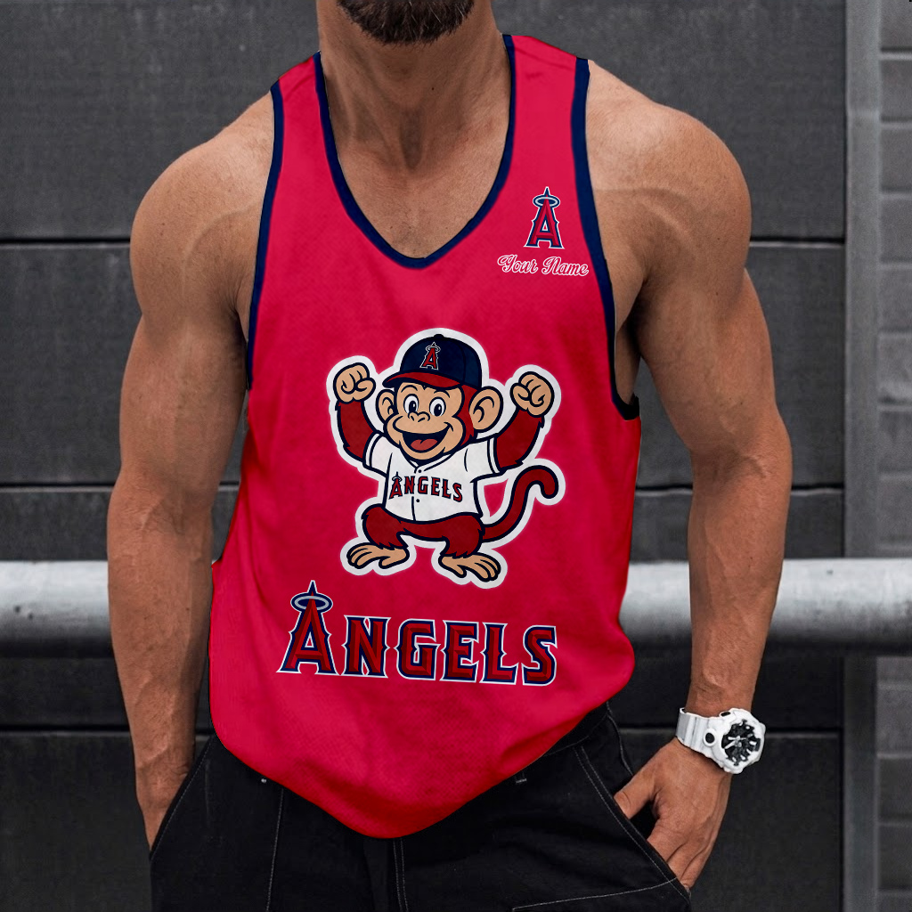 LIMITED EDITION - NEW CUSTOMIZED MLB27 LOS ANGELES ANGELS UNISEX TANK TOP