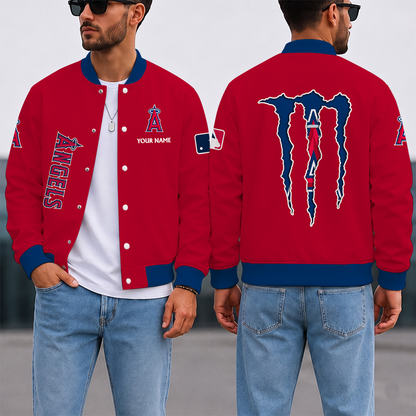 SPECIAL EDITION - NEW CUSTOMIZED MLB27 LAA LOS ANGELES ANGELS SATIN VARSITY & BASEBALL JACKET