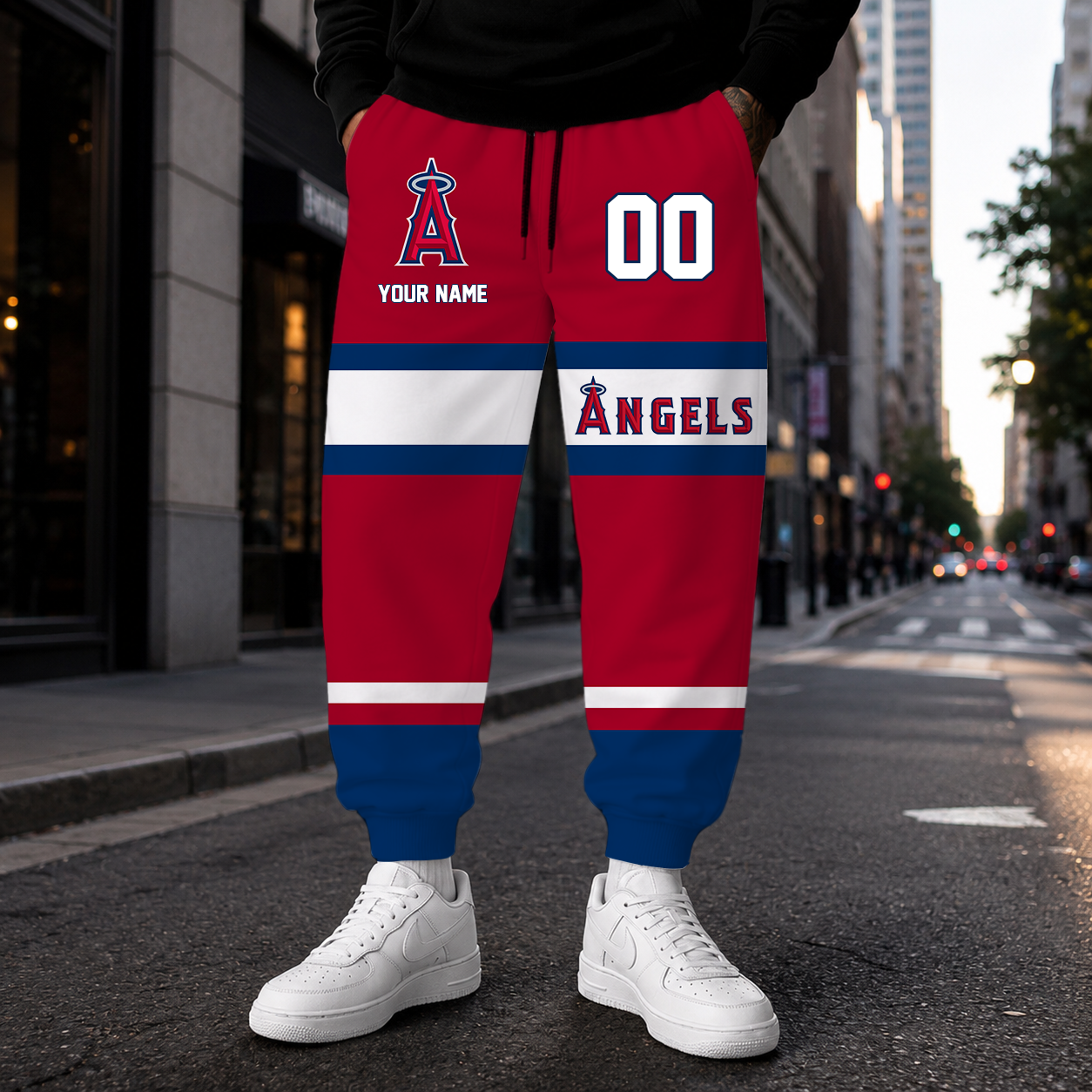 VIRAL EDITION - NEW CUSTOMIZED MLB27 LAA LOS ANGELES ANGELS SWEATPANTS