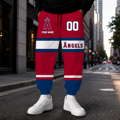 VIRAL EDITION - NEW CUSTOMIZED MLB27 LAA LOS ANGELES ANGELS SWEATPANTS