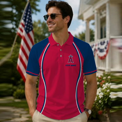 [FLASH SALE] NEW CUSTOMIZED MLB27 LAA LOS ANGELES ANGELS POLO SHIRT