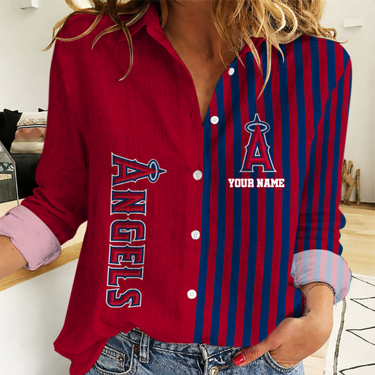 LIMITED EDITION - NEW CUSTOMIZED MLB27 LAA LOS ANGELES ANGELS WOMEN CASUAL SHIRT