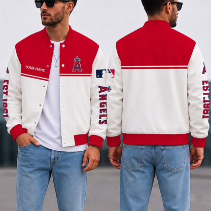 SPECIAL EDITION - NEW CUSTOMIZED MLB27 LAA LOS ANGELES ANGELS SATIN VARSITY & BASEBALL JACKET
