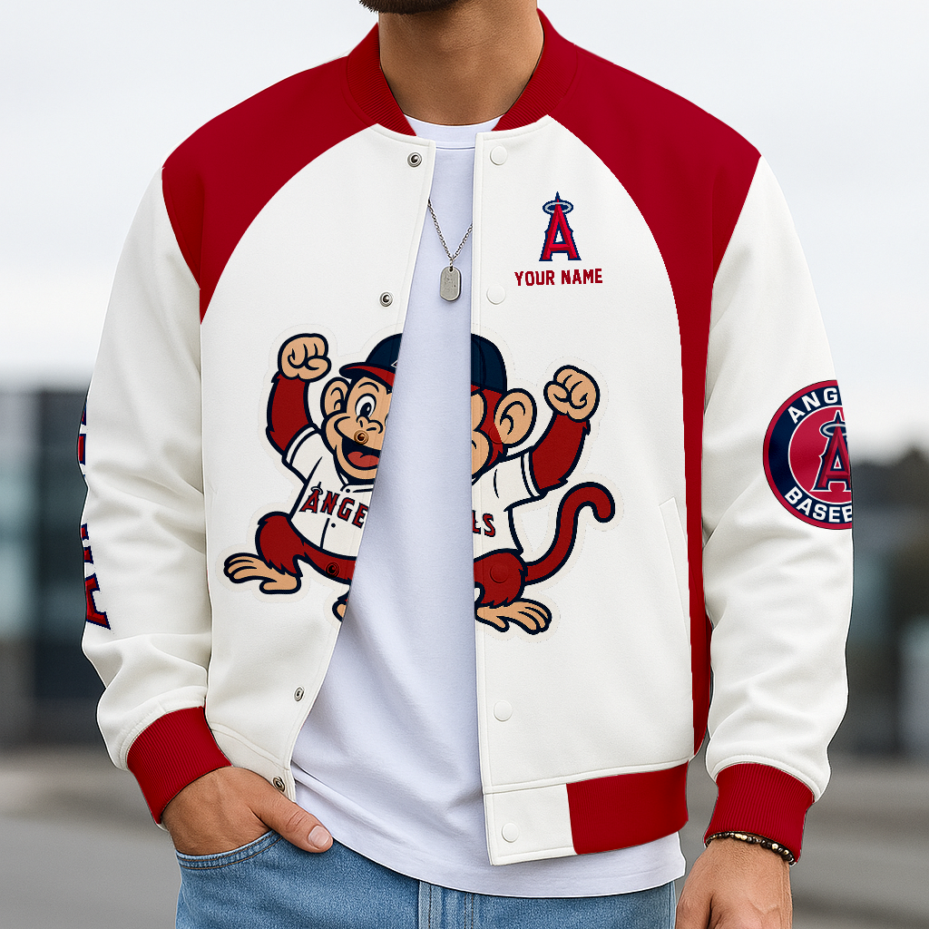 LIMITED EDITION - NEW CUSTOMIZED MLB27 LAA LOS ANGELES ANGELS BASEBALL JACKET, SATIN VARSITY JACKET