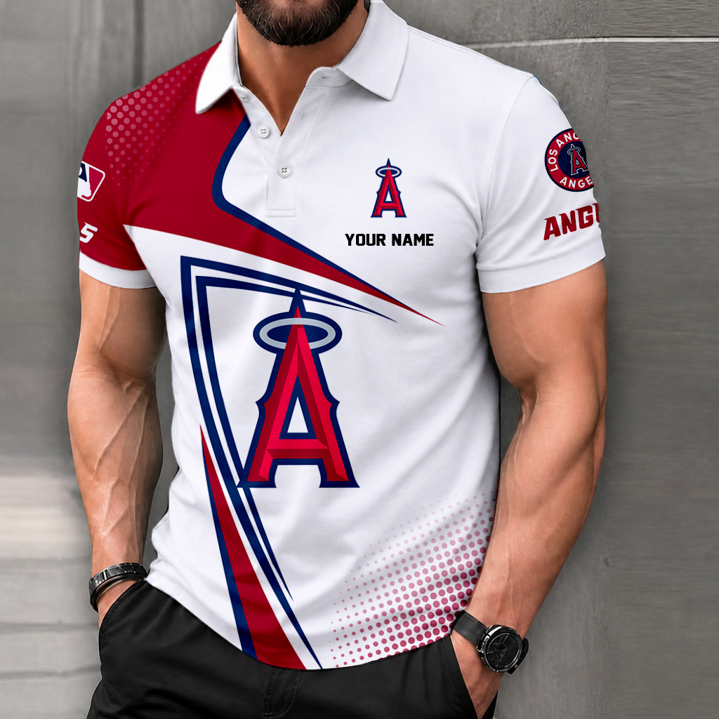 LIMITED EDITION - NEW CUSTOMIZED MLB27 LAA LOS ANGELES ANGELS POLO SHIRT, ZIP POLO SHIRT & T-SHIRTS