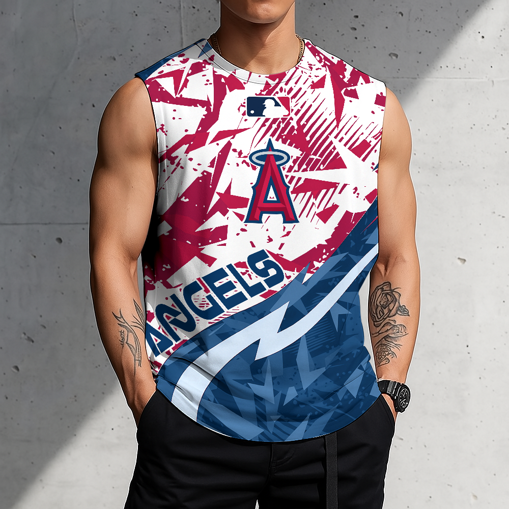 LIMITED EDITION - NEW CUSTOMIZED MLB27 LAA LOS ANGELES ANGELS TANKTOP & GYM SHIRT