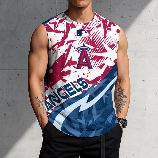 LIMITED EDITION - NEW CUSTOMIZED MLB27 LAA LOS ANGELES ANGELS TANKTOP & GYM SHIRT
