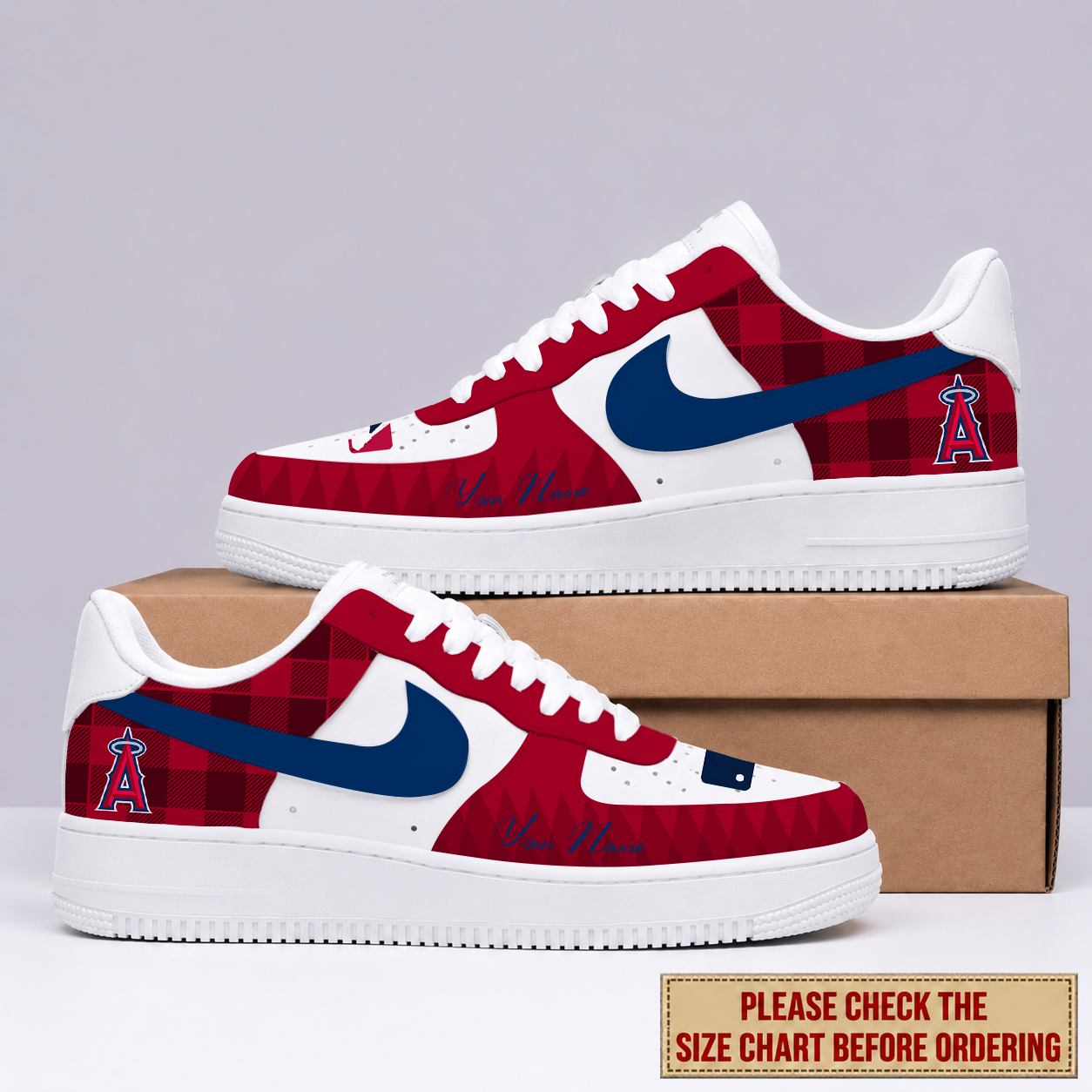 LIMITED EDITION - NEW CUSTOMIZED MLB27 LAA LOS ANGELES ANGELS AF1 SHOES