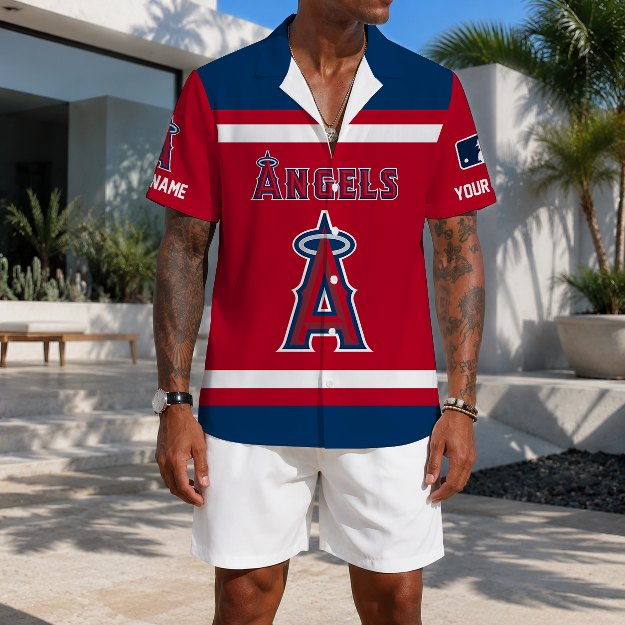 LIMITED EDITION - NEW CUSTOMIZED MLB27 LAA LOS ANGELES ANGELS UNISEX HAWAIIAN SHIRT