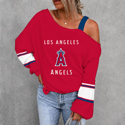 [FLASH SALE] NEW CUSTOMIZED MLB27 LAA LOS ANGELES ANGELS DROP SHOULDER SWEATSHIRT