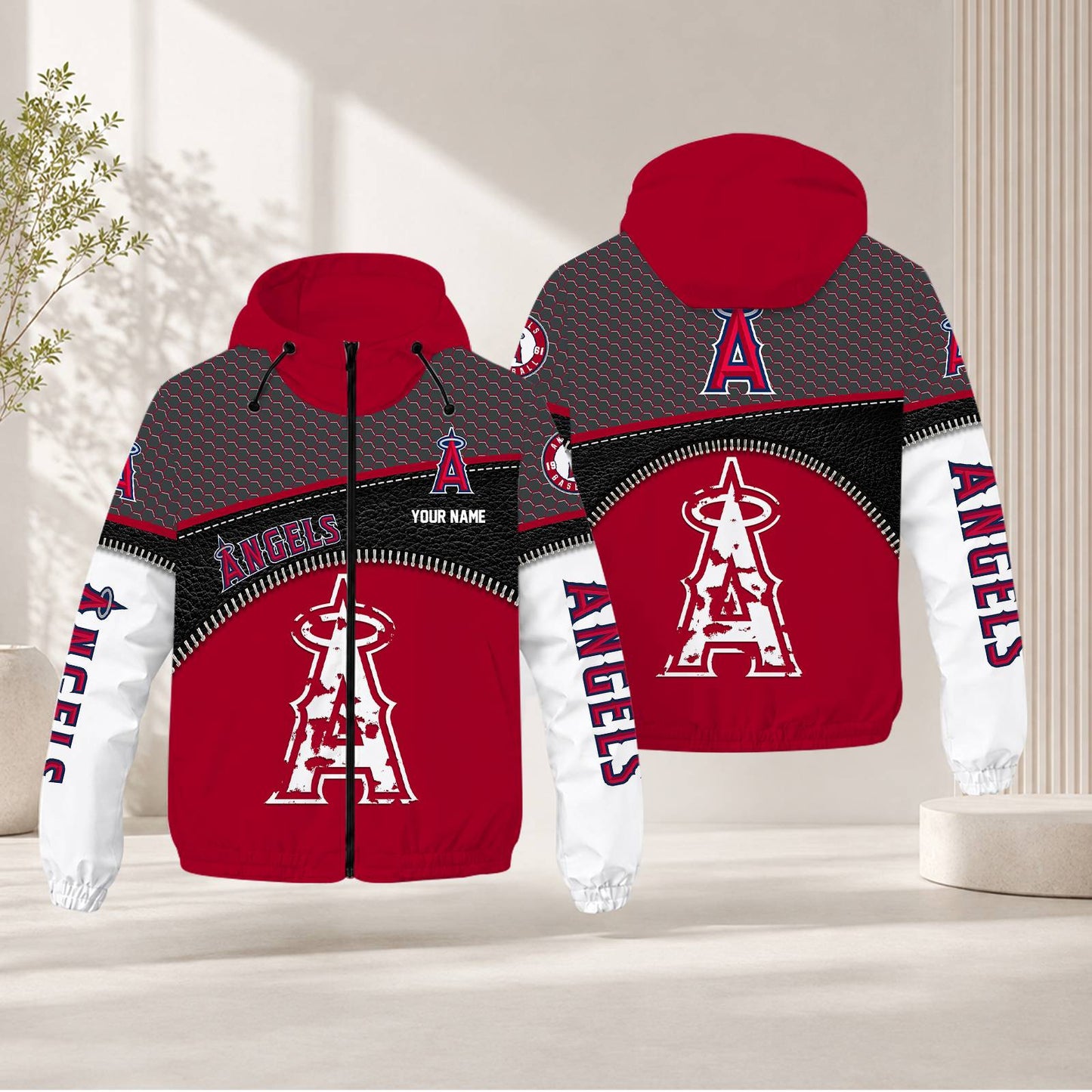 LIMITED EDITION - NEW CUSTOMIZED MLB27 LAA LOS ANGELES ANGELS WINDBREAKER JACKET